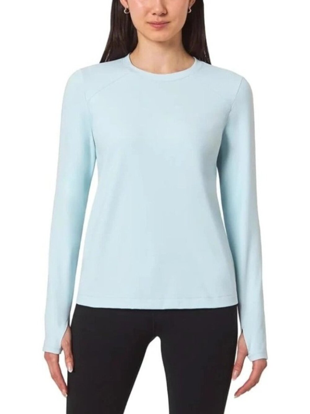 NWT Mondetta Women's XS Long Sleeve Shirt Light Blue Ribbed B1599